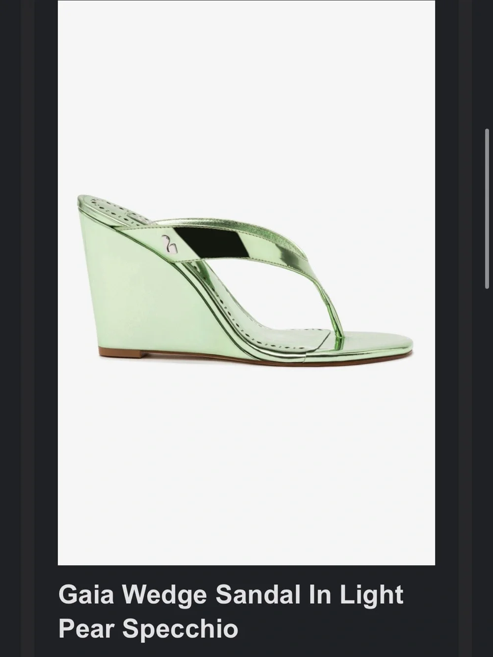 Larroude Gaia Wedge Sandal in Light Pear Specchio - Women's Metallic Green Wedge